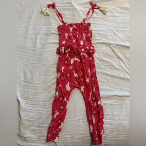 Jessica Simpson Red Floral Jumpsuit Girls 2T